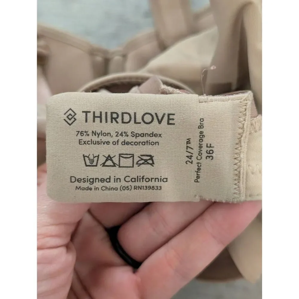 Thirdlove size 36F Perfect Coveage 24/7 T-shirt Bra Nude